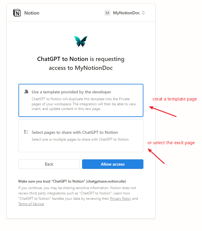 Select Existing Page